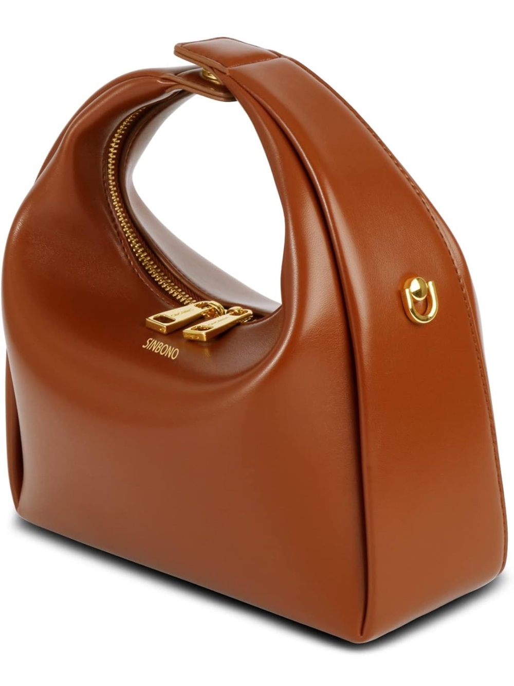 Sinbono Brown Leather Top-Handle Hobo Bag NEW